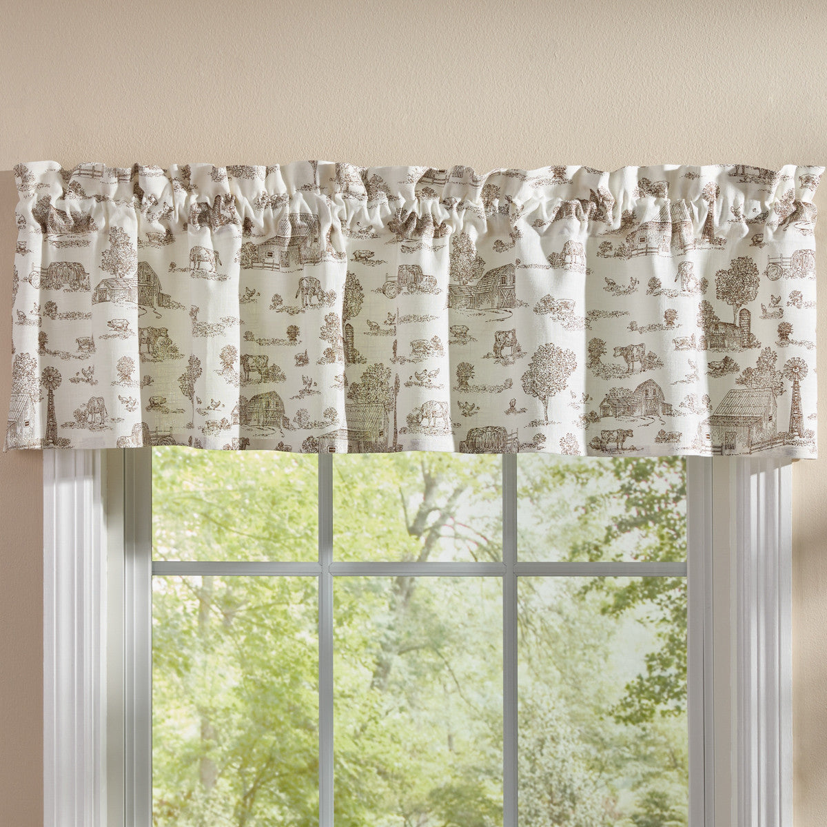 Down On The Farm Toile Valance 14" L - Set of 2 Park designs - The Fox Decor