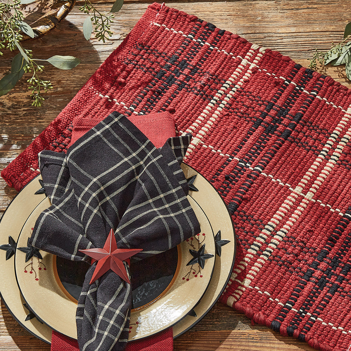 Farmhouse Star Table Runner Chindi 36" L Set of 2 Park Designs - The Fox Decor