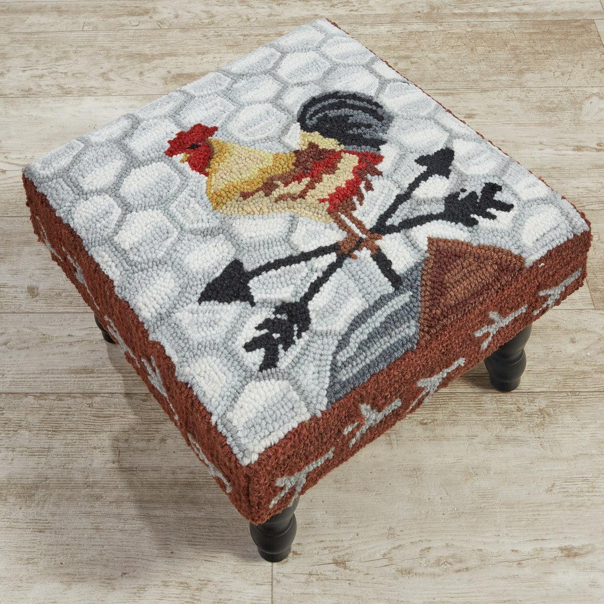 Break Of Day Rooster Hooked Stool - Park Designs - The Fox Decor