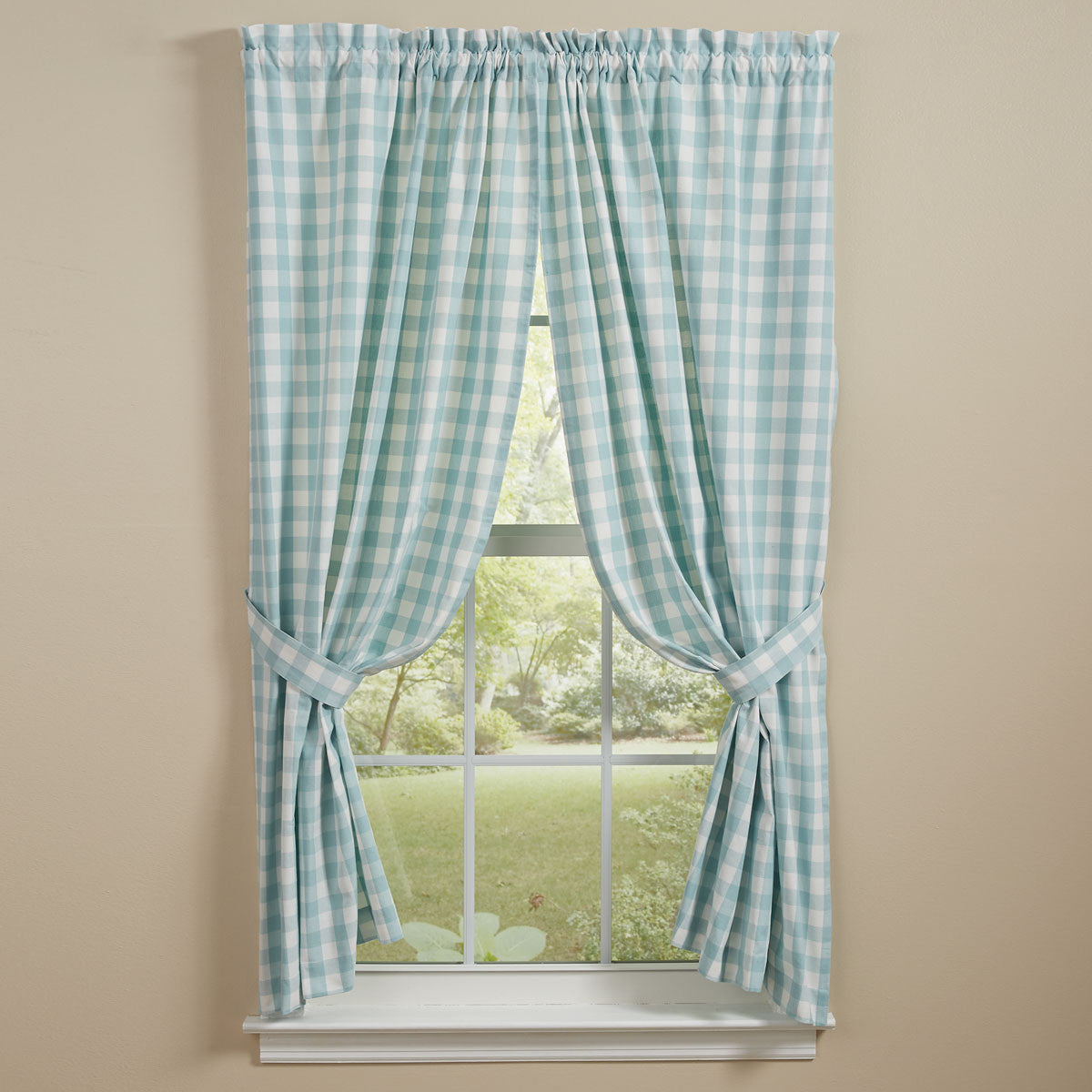 Gingham Check Panels 63" Pr Aqua - Park Designs - The Fox Decor