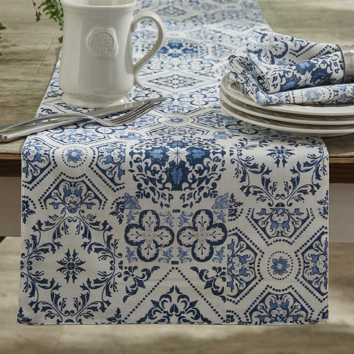 Williamsburg Delft Tile Runner 54"L Park Designs - The Fox Decor