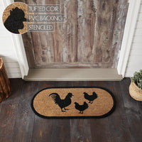 Thumbnail for Down Home Rooster & Hens Coir Rug Oval 17x36 - The Fox Decor