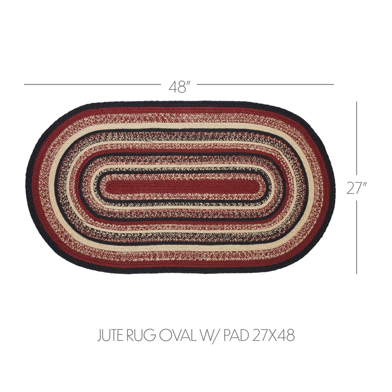 Connell Jute Rug Oval w/ Pad 27x48 - The Fox Decor
