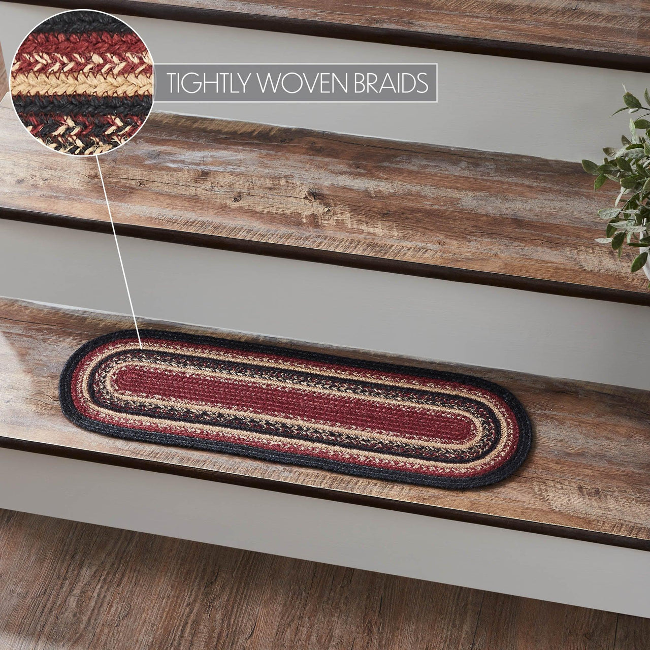 Connell Jute Stair Tread Oval Latex 8.5x27 - The Fox Decor