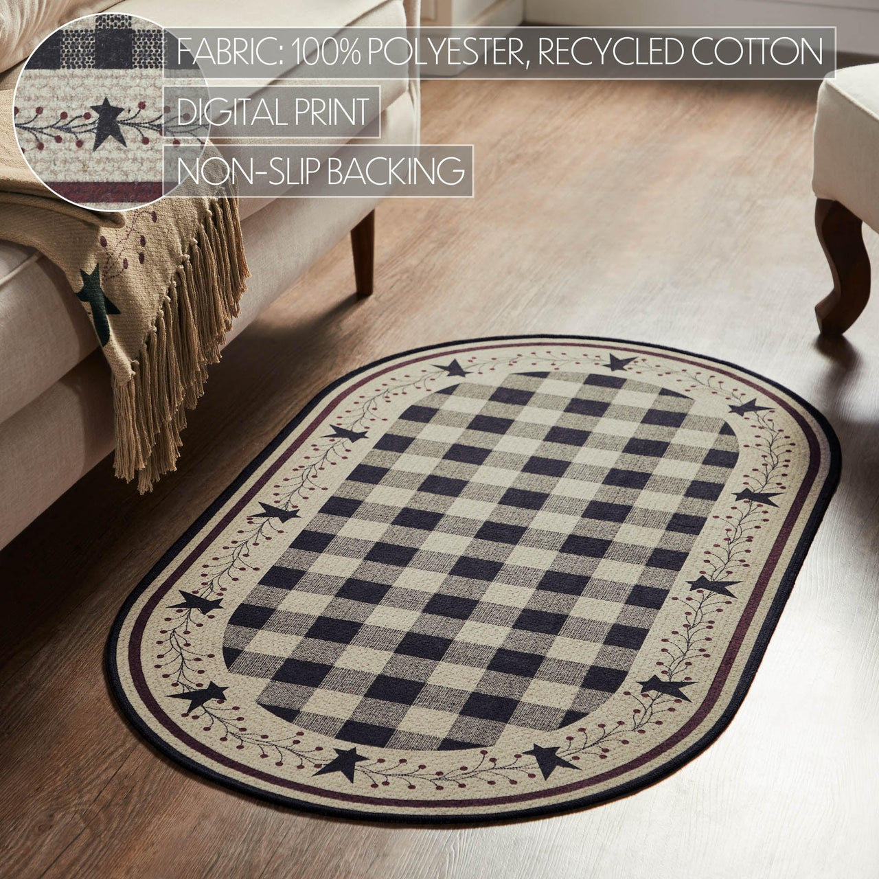 Pip Vinestar Polyester Rug Oval 27x48 - The Fox Decor