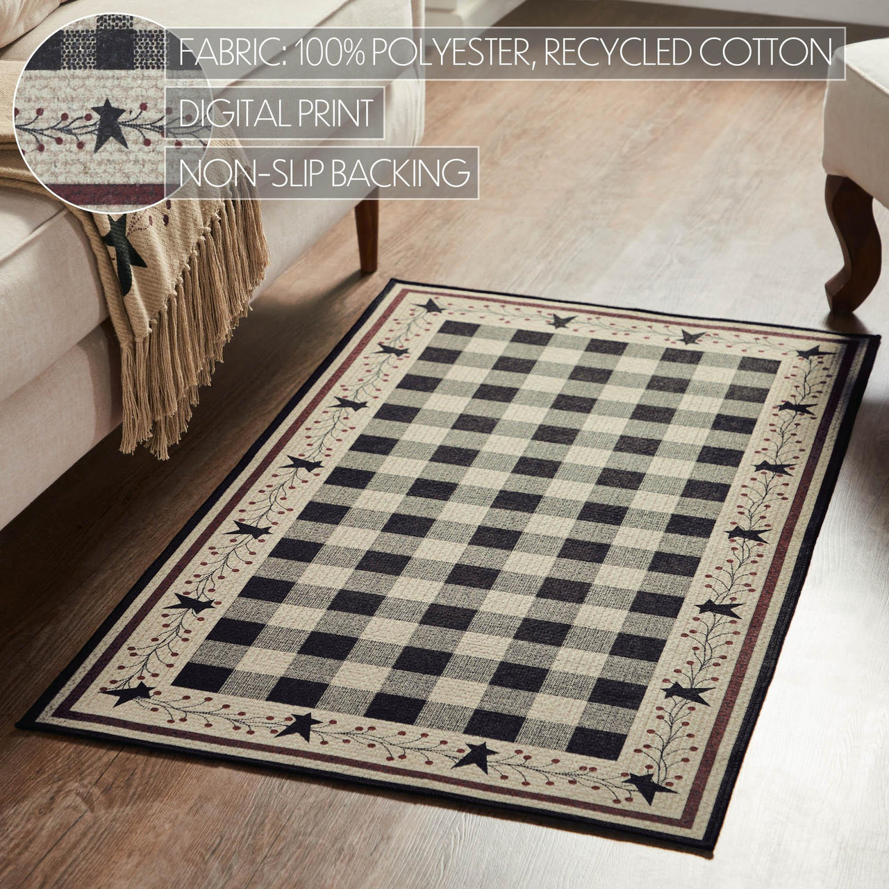 Pip Vinestar Polyester Rug Rect 27x48 - The Fox Decor