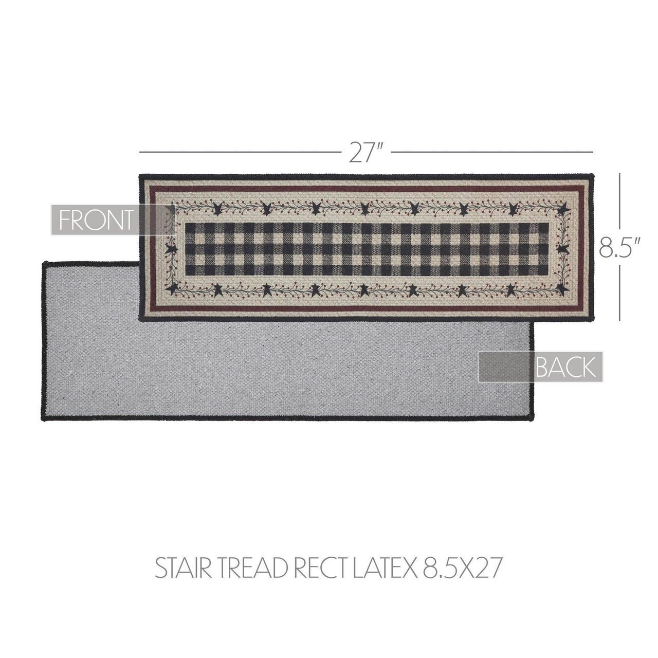 Pip Vinestar Polyester Stair Tread Rect Latex 8.5x27 - The Fox Decor