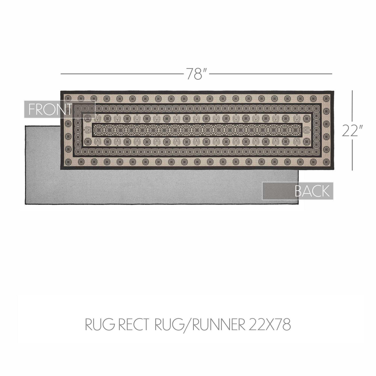 Custom House Black Tan Jacquard Polyester Rug/Runner Rect 22x78 - The Fox Decor