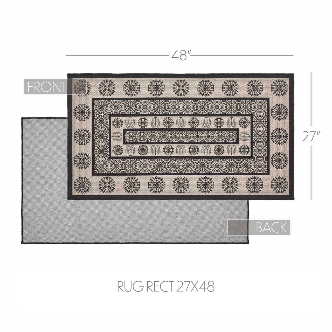 Custom House Black Tan Jacquard Polyester Rug Rect 27x48 - The Fox Decor