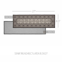 Thumbnail for Custom House Black Tan Jacquard Polyester Stair Tread Rect Latex 8.5x27 - The Fox Decor
