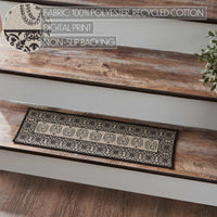Thumbnail for Custom House Black Tan Jacquard Polyester Stair Tread Rect Latex 8.5x27 - The Fox Decor