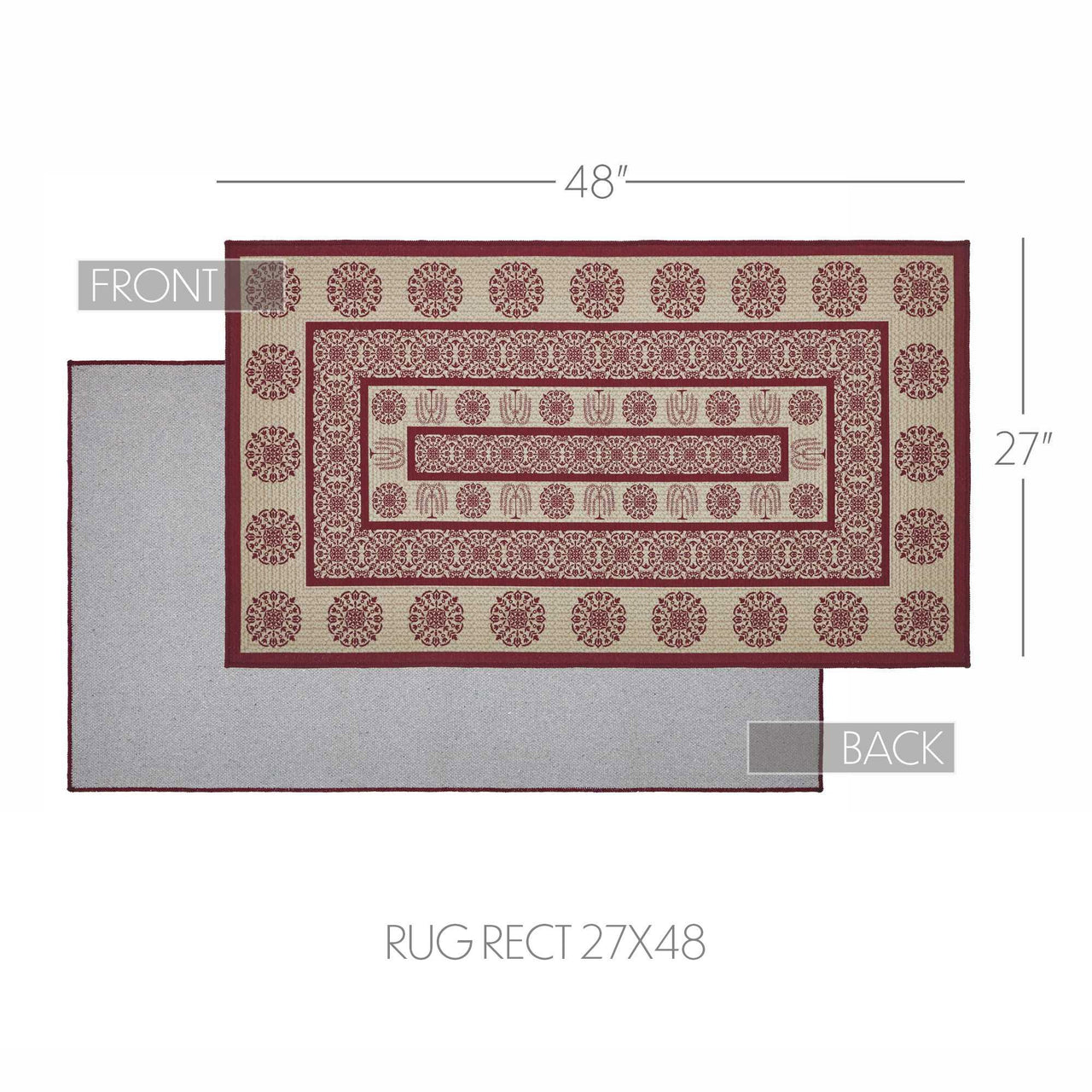 Custom House Burgundy Tan Jacquard Polyester Rug Rect 27x48 - The Fox Decor