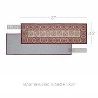 Thumbnail for Custom House Burgundy Tan Jacquard Polyester Stair Tread Rect Latex 8.5x27 - The Fox Decor