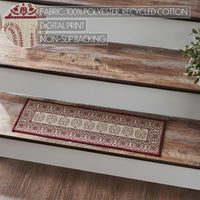 Thumbnail for Custom House Burgundy Tan Jacquard Polyester Stair Tread Rect Latex 8.5x27 - The Fox Decor