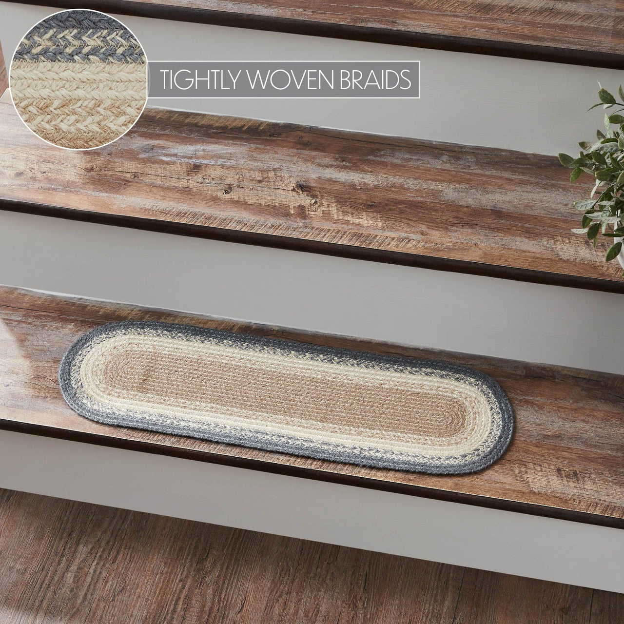 Finders Keepers Jute Stair Tread Oval Latex 8.5x27 - The Fox Decor