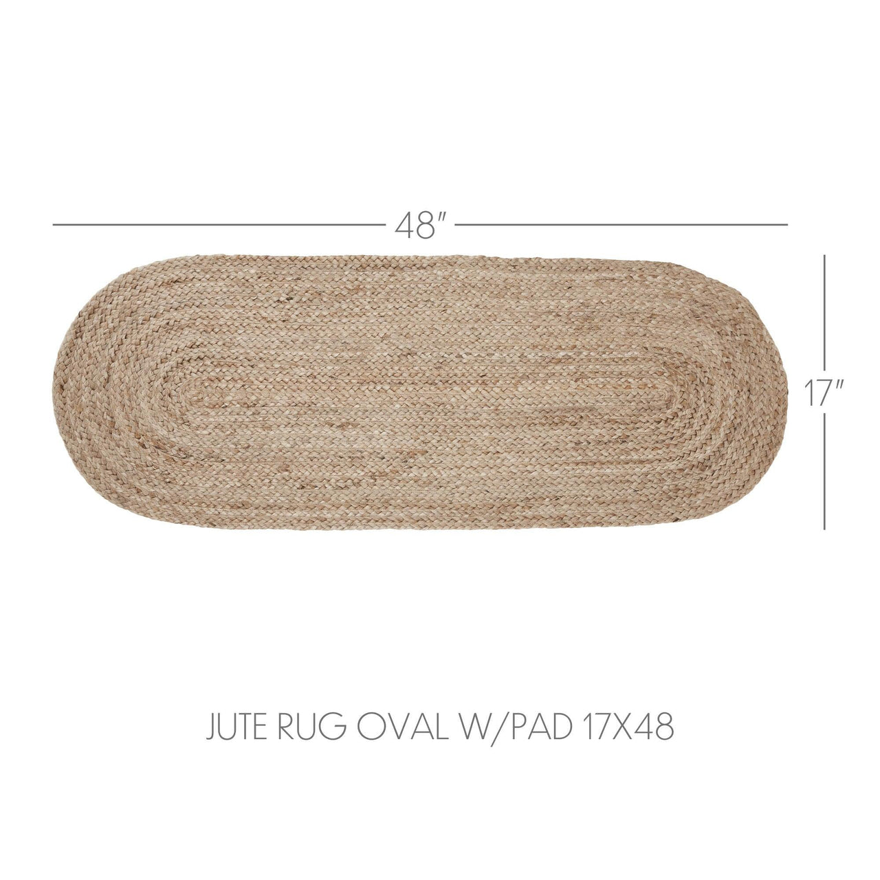 Natural Jute Rug Oval w/ Pad 17x48 - The Fox Decor