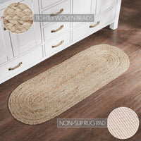 Natural Jute Rug Oval w/ Pad 17x48 - The Fox Decor