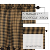 Thumbnail for Black Star Scalloped Prairie Long Panel Curtain Set of 2