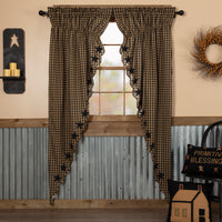 Thumbnail for Black Star Scalloped Prairie Long Panel Curtain Set of 2