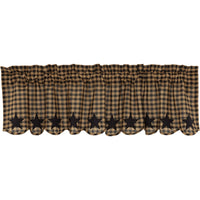 Thumbnail for Black Star Scalloped Valance Curtain 16x60 VHC Brands