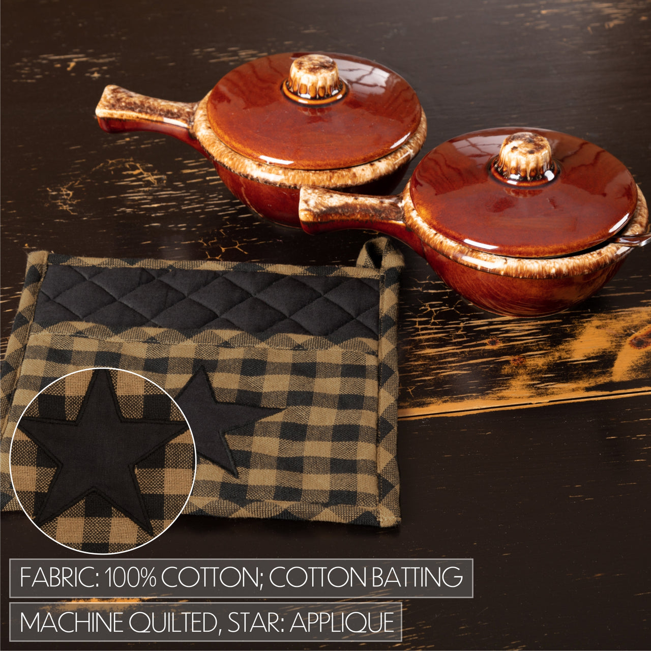 Black Star Pot Holder 8" VHC Brands - The Fox Decor