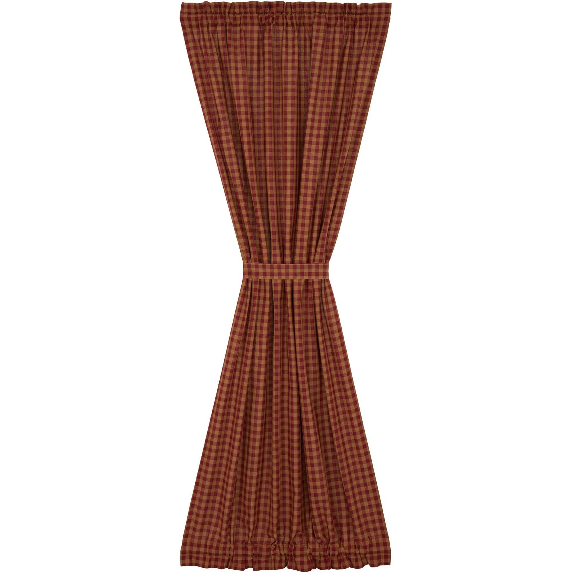 Burgundy Check Scalloped Door Panel 72