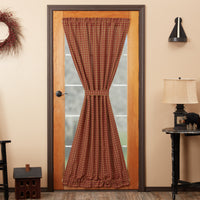 Burgundy Check Scalloped Door Panel 72