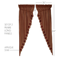 Thumbnail for Burgundy Star Scalloped Prairie Long Panel Curtain Set of 2 84x36x18 VHC Brands