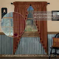 Thumbnail for Burgundy Star Scalloped Prairie Long Panel Curtain Set of 2 84x36x18 VHC Brands