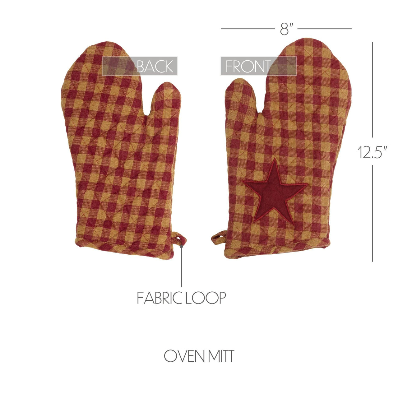 Burgundy Star Oven Mitt VHC Brands