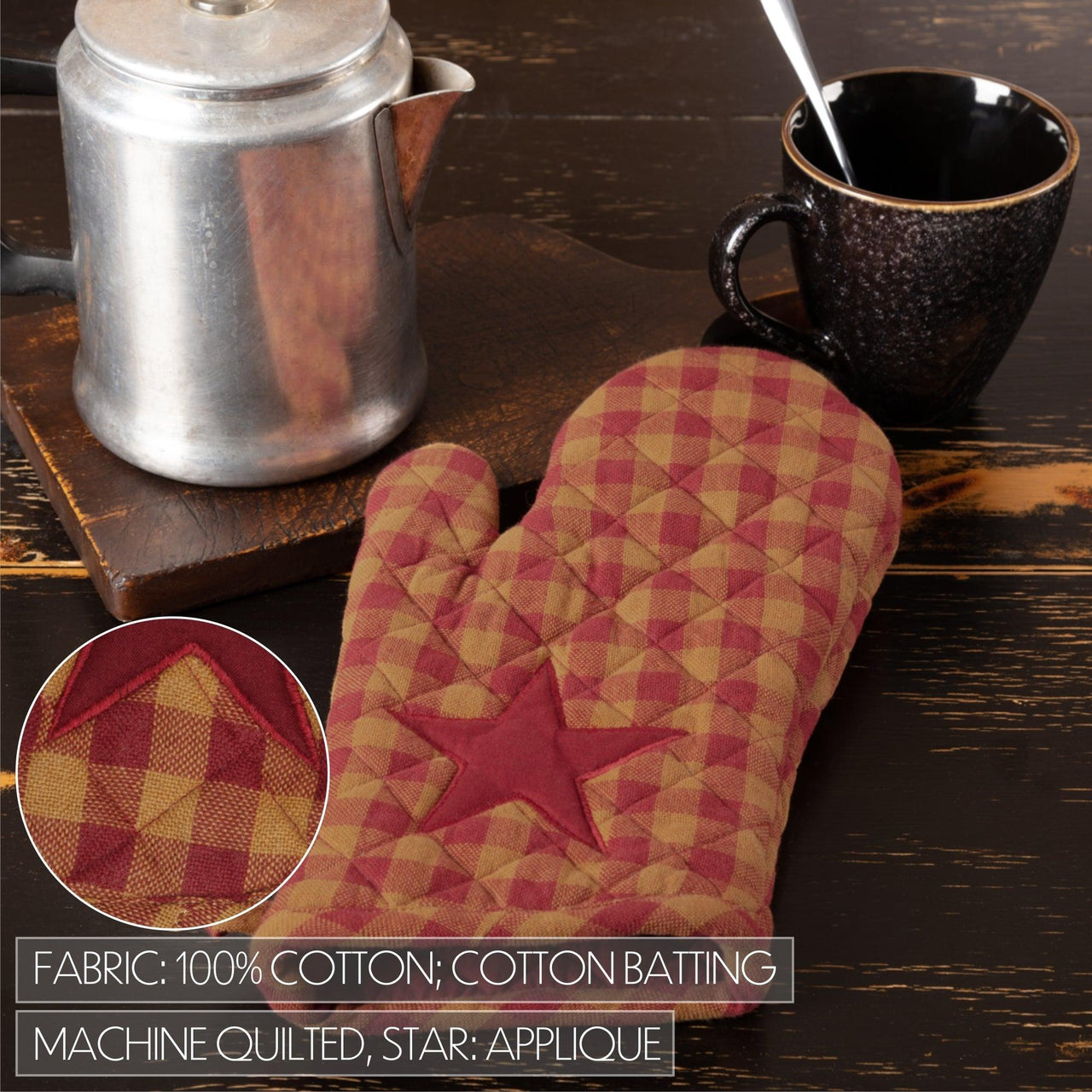 Burgundy Star Oven Mitt VHC Brands