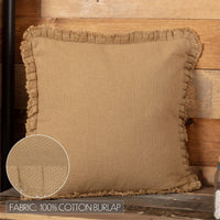 Thumbnail for Burlap Natural Pillow w/ Fringed Ruffle 18x18 VHC Brands