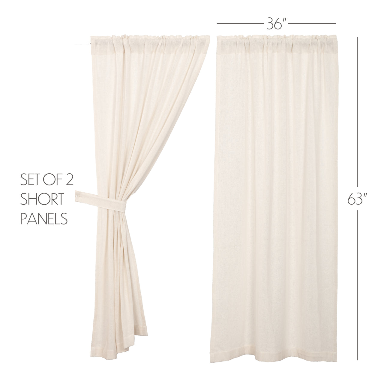 Burlap Antique White Short Panel Curtain Set of 2 63"x36" VHC Brands - The Fox Decor