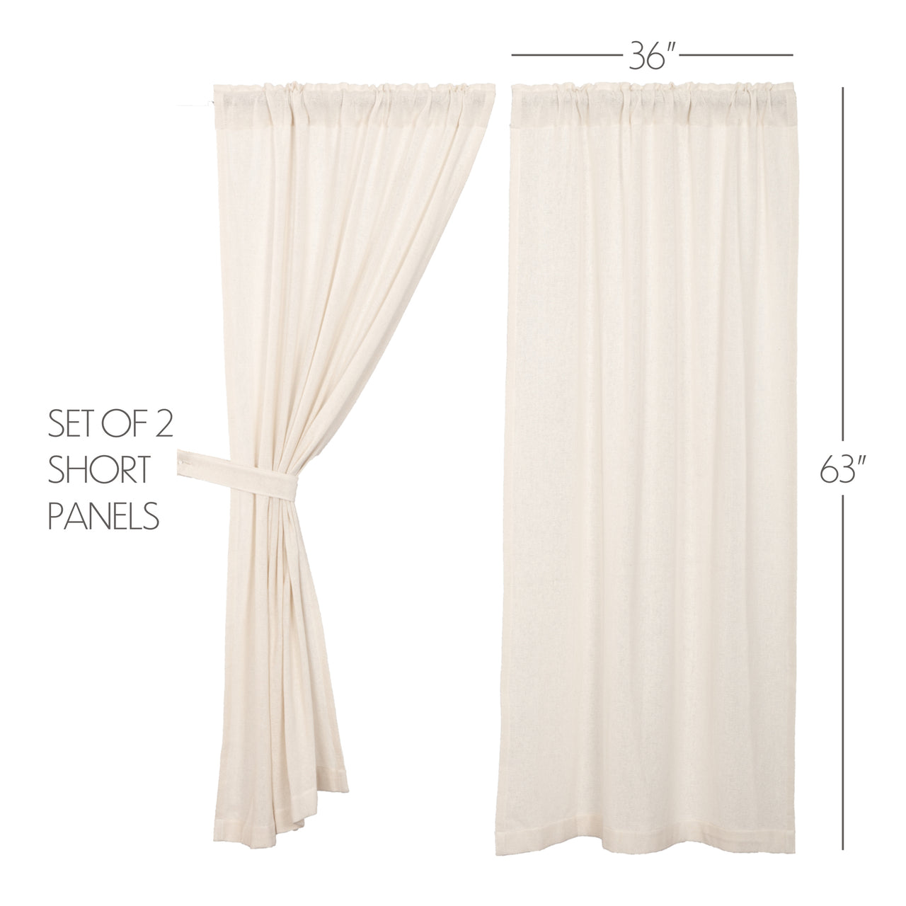 Burlap Antique White Short Panel Curtain Set of 2 63"x36" VHC Brands