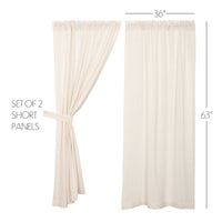 Thumbnail for Burlap Antique White Short Panel Curtain Set of 2 63