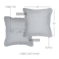 Thumbnail for Sawyer Mill Blue Ticking Stripe Fabric Euro Sham 26x26 VHC Brands