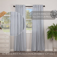 Thumbnail for Sawyer Mill Blue/Red/Charcoal Ticking Stripe Panel Curtain Set of 2