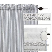 Thumbnail for Sawyer Mill Blue/Red/Charcoal Ticking Stripe Panel Curtain Set of 2