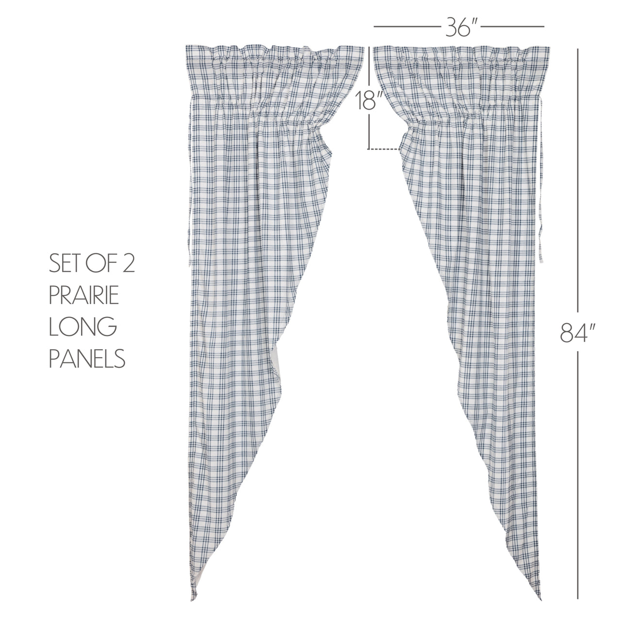 Sawyer Mill Blue Plaid Prairie Long Panel Curtain Set of 2