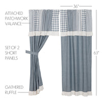 Thumbnail for Sawyer Mill Blue Short Panel Curtain with Attached Patchwork Valance Set of 2 36