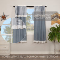 Thumbnail for Sawyer Mill Blue Short Panel Curtain with Attached Patchwork Valance Set of 2 36