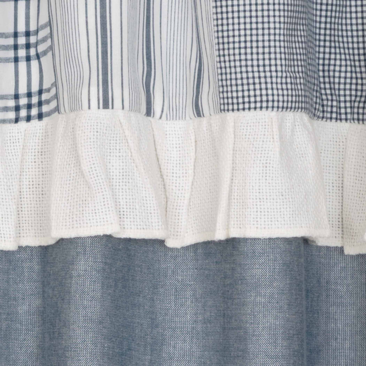 Sawyer Mill Blue Short Panel Curtain with Attached Patchwork Valance Set of 2 36"x63"