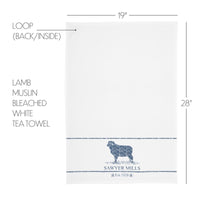 Thumbnail for Sawyer Mill Blue Lamb Muslin Bleached White Tea Towel 19x28 VHC Brands