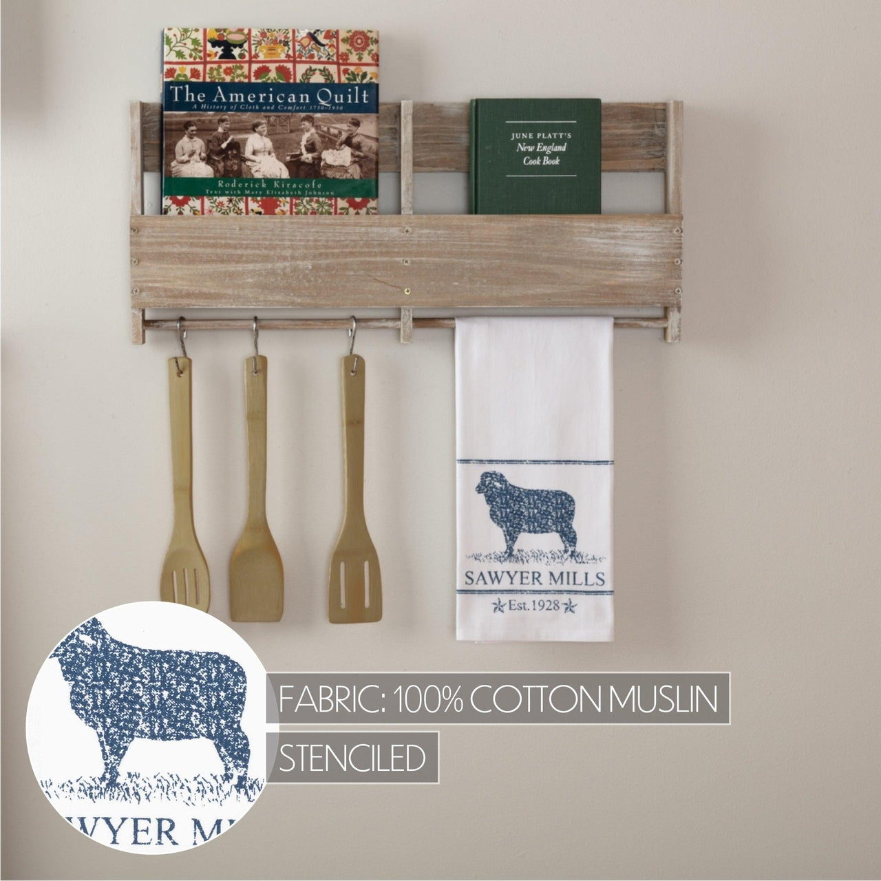 Sawyer Mill Blue Lamb Muslin Bleached White Tea Towel 19x28 VHC Brands