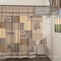 Thumbnail for Sawyer Mill Charcoal Stenciled Patchwork Shower Curtain 72