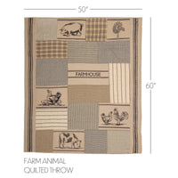 Thumbnail for Sawyer Mill Charcoal Farm Animal Quilted Throw 60x50 VHC Brands