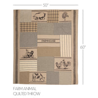 Thumbnail for Sawyer Mill Charcoal Farm Animal Quilted Throw 60x50 VHC Brands