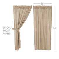 Sawyer Mill Charcoal Ticking Stripe Short Panel Curtain Set of 2 63