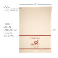 Sawyer Mill Red Chicken Muslin Unbleached Natural Tea Towel 19x28 VHC Brands