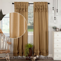 Thumbnail for Simple Life Flax Khaki Ruffled Panel Country Curtain Set of 2 84